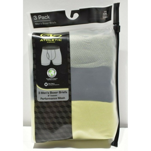 Athletic Works Men's Boxer Briefs 3 Pair per Package 6" Inseam Size 3XL - Picture 1 of 6